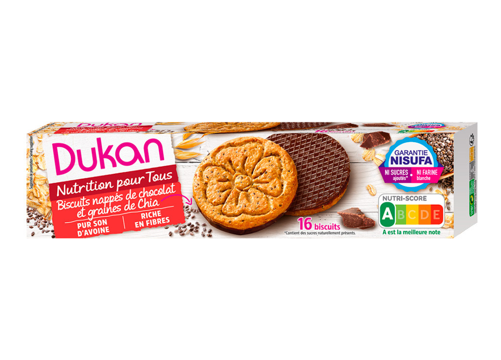Dukan biscuits au son d'avoine et graines de chia nappés de chocolat